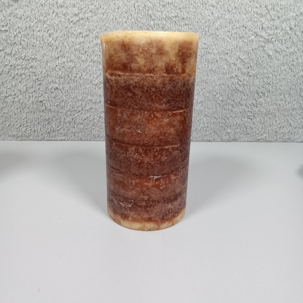 Rustic Brown Mottled Pillar Candle 6 In Textured Farmhouse Home Decor Unscented